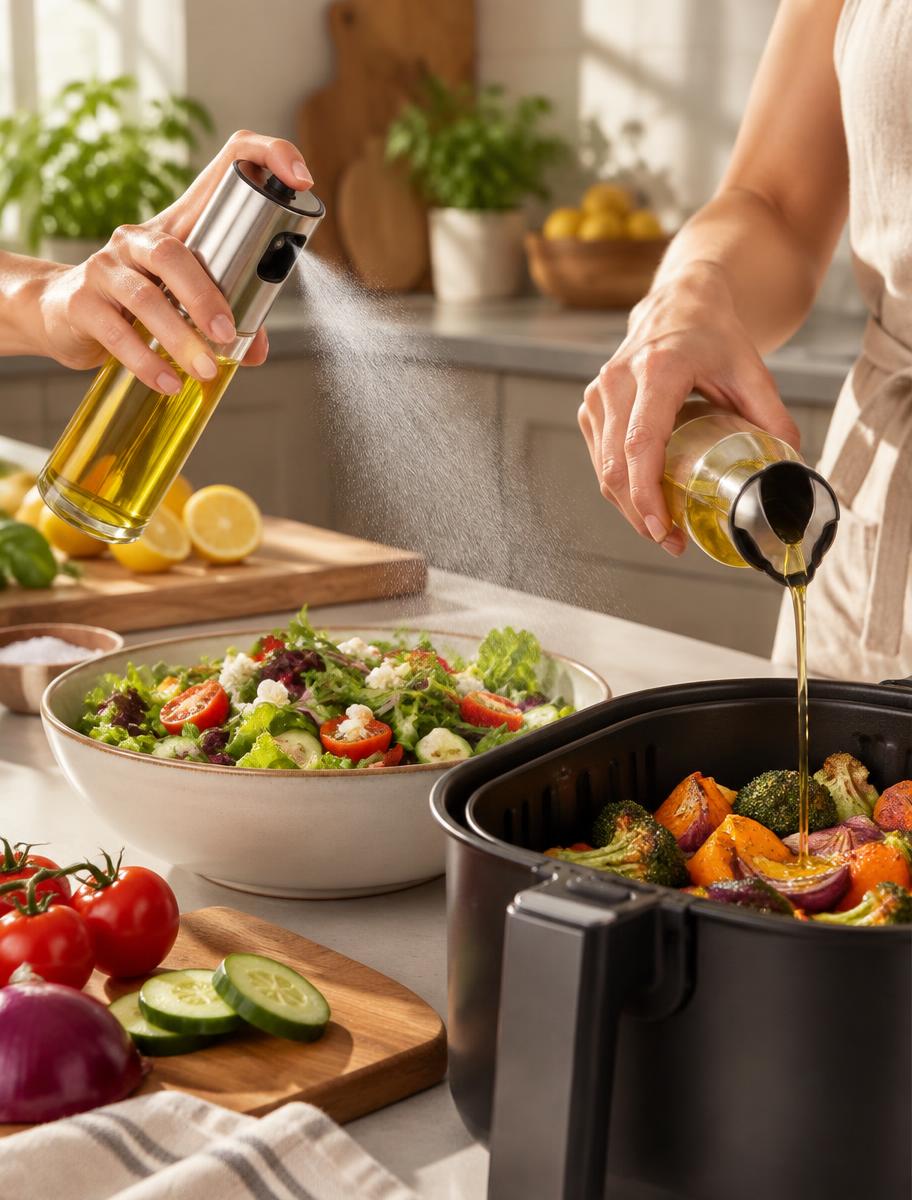 2-in-1 Glass Olive Oil Sprayer + Pourer