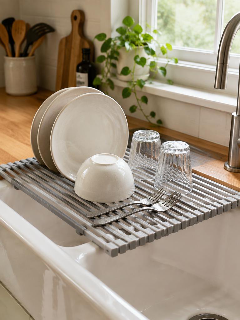 Roll-Up Drying Rack in a home kitchen (representative image)