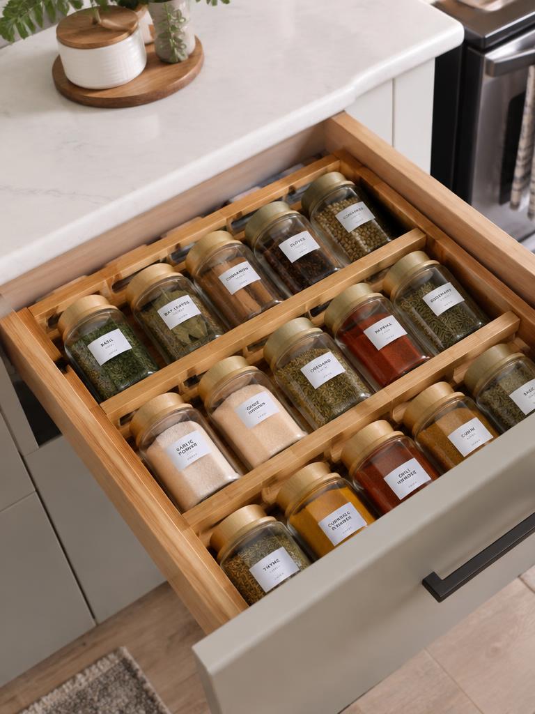 Spice Drawer Organizer in a home kitchen (representative image)
